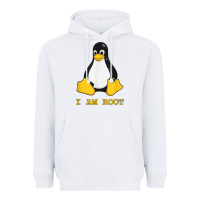 White Linux Mascot Tux the Penguin I Am Root TShirt Men Women Kids Heavyweight Hoodie - PixelFlow