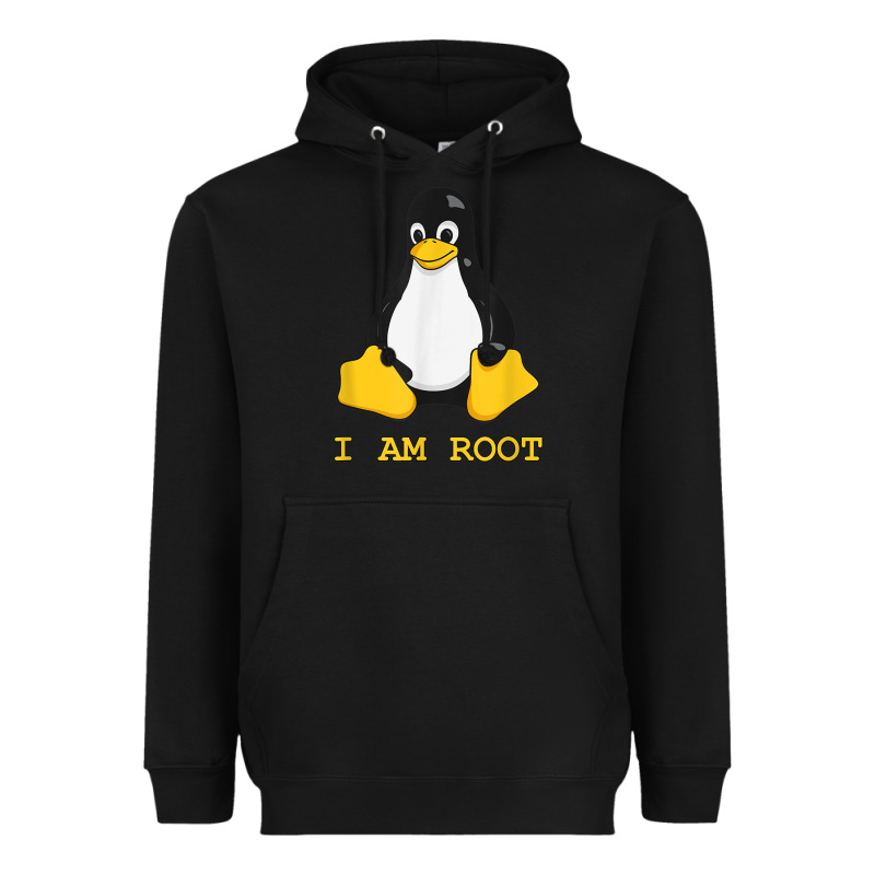 Linux Mascot Tux The Penguin I Am Root Tshirt Men Women Kids Heavyweight Hoodie by PixelFlow | Teevron