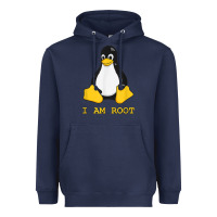 Navy Linux Mascot Tux the Penguin I Am Root TShirt Men Women Kids Heavyweight Hoodie - PixelFlow