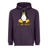 Plum Linux Mascot Tux the Penguin I Am Root TShirt Men Women Kids Heavyweight Hoodie - PixelFlow
