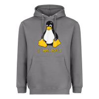 Storm Linux Mascot Tux the Penguin I Am Root TShirt Men Women Kids Heavyweight Hoodie - PixelFlow