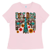Bubblegum Pink western free bird Ladies Tee - OliviaCreatesArt