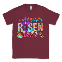 Burgundy He is risen indeed Happy Easter Day Classic Tee - HowdyJamesFarm