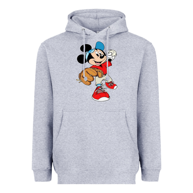 Micky-playing-baseball-cartoon-illustration-- Heavyweight Hoodie by PixelFlow | Teevron