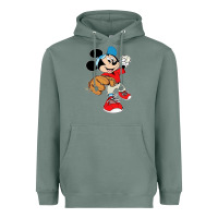 Sage micky-playing-baseball-cartoon-illustration-- Heavyweight Hoodie - PixelFlow