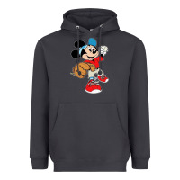 Smoke micky-playing-baseball-cartoon-illustration-- Heavyweight Hoodie - PixelFlow