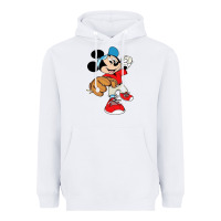 White micky-playing-baseball-cartoon-illustration-- Heavyweight Hoodie - PixelFlow