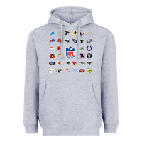 Heather Grey american football team collage    wall art Heavyweight Hoodie - PixelFlow
