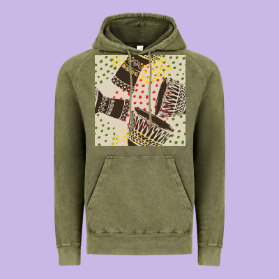 African Drum Seamless Pattern Vintage Hoodie Designed By Bundleandbundleshop