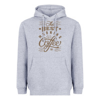 Heather Grey The Best Morning Coffee Heavyweight Hoodie - PixelFlow