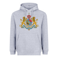 Heather Grey Iran Coat of arms Flag souvenir Iranian Persian Heavyweight Hoodie - PixelFlow