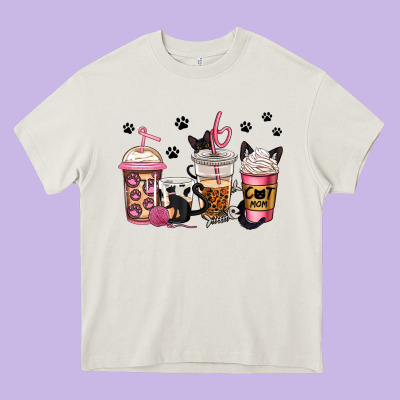 Cat Mom Coffee Heavy Core Tee Designed By Jasminsmagicworld