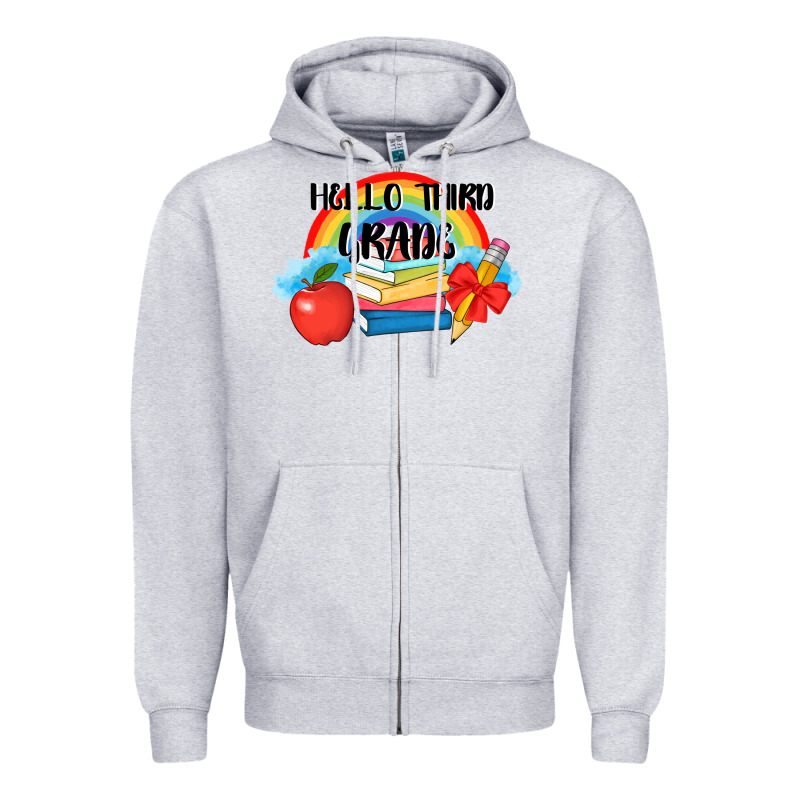 Back To School Hello Third Grade 3200x2400 Zipper Hoodie by AdoDesignShop | Teevron