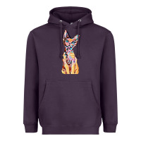 Plum Colorful Cat Heavyweight Hoodie - PixelFlow