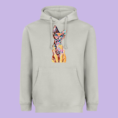 Colorful Cat Heavyweight Hoodie Designed By Pixelflow