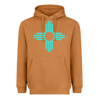 Meerkat New Mexico Zia Sun in Turquoise Blue Heavyweight Hoodie - PixelFlow