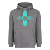 Storm New Mexico Zia Sun in Turquoise Blue Heavyweight Hoodie - PixelFlow