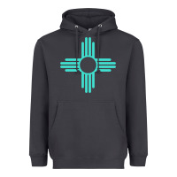 Smoke New Mexico Zia Sun in Turquoise Blue Heavyweight Hoodie - PixelFlow