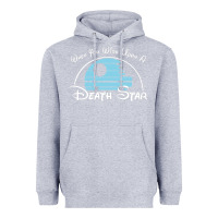 Heather Grey when you wish upon a death star Heavyweight Hoodie - SnappyArt