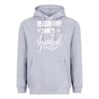 Heather Grey the reason she is spoiled couples matching set valentines t shirt Heavyweight Hoodie - SnappyArt