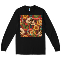 Black western skull aztec seamless pattern Long Sleeve Tee - BundleAndBundleShop