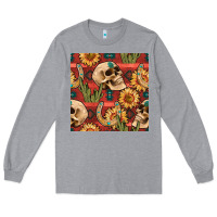 Heather Grey western skull aztec seamless pattern Long Sleeve Tee - BundleAndBundleShop