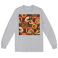 Western Skull Aztec Seamless Pattern Long Sleeve Tee | Teevron