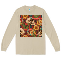 Mushroom western skull aztec seamless pattern Long Sleeve Tee - BundleAndBundleShop