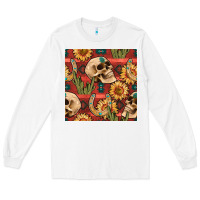 White western skull aztec seamless pattern Long Sleeve Tee - BundleAndBundleShop