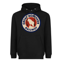 Black Great Northern Railroad Heavyweight Hoodie - SnappyArt