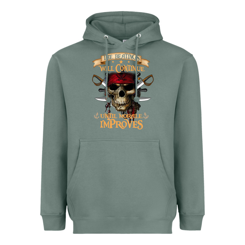 Pirate The Beatings Will Continue Until Morale Improves Heavyweight Hoodie by SnappyArt | Teevron