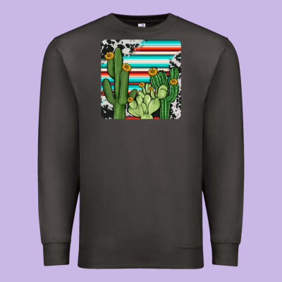 Cactus Cowhide Coaster Premium Sweatshirt Designed By Jahusdesignshop
