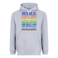 Heather Grey Vote As If Your Life Depends On It Human Rights Heavyweight Hoodie - SnappyArt