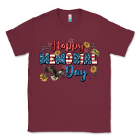 Burgundy Happy memorial day 4th of july Classic Tee - CowGirlArtShop