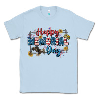 Dusty Blue Happy memorial day 4th of july Classic Tee - CowGirlArtShop