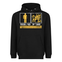 Black mens my dad is a drummer your dad not drum player father's day t shirt Heavyweight Hoodie - SnappyArt