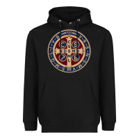 Black Saint Benedict Medal 1 Heavyweight Hoodie - SnappyArt