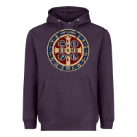 Plum Saint Benedict Medal 1 Heavyweight Hoodie - SnappyArt