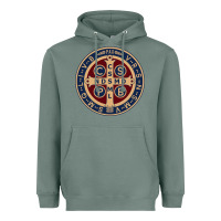 Sage Saint Benedict Medal 1 Heavyweight Hoodie - SnappyArt