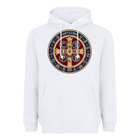 White Saint Benedict Medal 1 Heavyweight Hoodie - SnappyArt