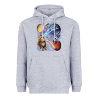 Heather Grey Fluffy Kitten Shoot Laser Rainbow Space Galaxy, Cat Gifts Heavyweight Hoodie - SnappyArt