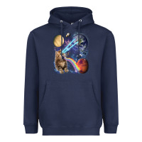 Fluffy Kitten Shoot Laser Rainbow Space Galaxy, Cat Gifts Heavyweight Hoodie | Teevron