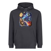 Smoke Fluffy Kitten Shoot Laser Rainbow Space Galaxy, Cat Gifts Heavyweight Hoodie - SnappyArt