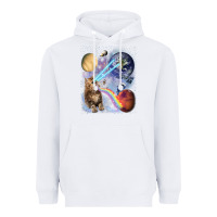 White Fluffy Kitten Shoot Laser Rainbow Space Galaxy, Cat Gifts Heavyweight Hoodie - SnappyArt