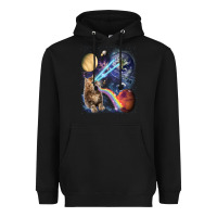 Black Fluffy Kitten Shoot Laser Rainbow Space Galaxy, Cat Gifts Heavyweight Hoodie - SnappyArt