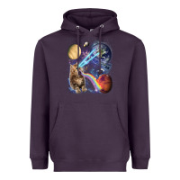 Plum Fluffy Kitten Shoot Laser Rainbow Space Galaxy, Cat Gifts Heavyweight Hoodie - SnappyArt