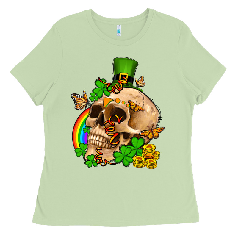 St. Patrick's Boho Skull Ladies Tee by OliviaCreatesArt | Teevron