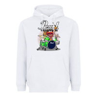 White ANIMAL DRUMMER PEARL DRUMS Heavyweight Hoodie - FloraArt