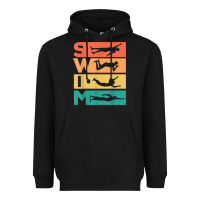 Black retro vintage swimming gift for swimmers t shirt Heavyweight Hoodie - FloraArt