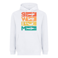 White retro vintage swimming gift for swimmers t shirt Heavyweight Hoodie - FloraArt